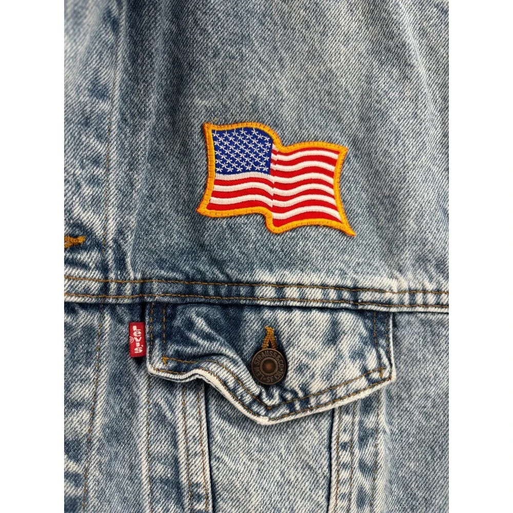 Levis Denim Vest Mens Blue Trucker Big Dog Motorcycles Choppers Large Vintage